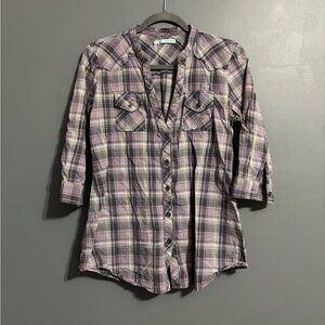 Maurice’s Y2K cottagecore plaid button up with cinched back size large